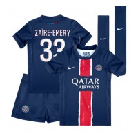 Paris Saint-Germain Warren Zaire-Emery #33 Fußballbekleidung Heimtrikot Kinder 2024-25 Kurzarm (+ kurze hosen)